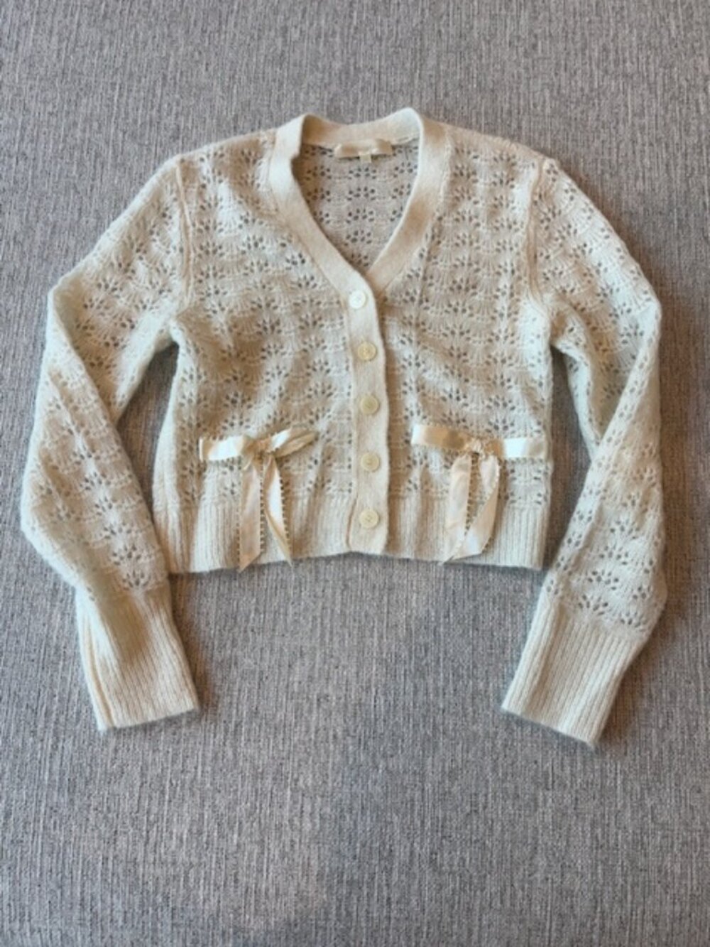 LoveShackFancy Lilly Alpaca-Blend Bow Cardigan $445